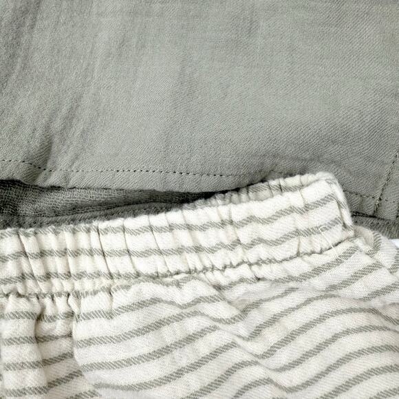 Quincy Mae Neutral Woven Top & Striped Pants Set - Picture 2 of 10